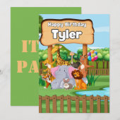 Niedliches Phantastisches Zoo-Tier-Party Einladung (Vorne/Hinten)