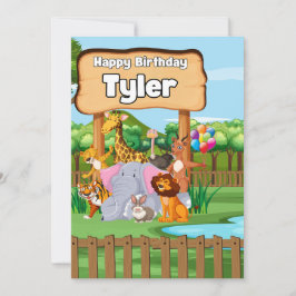 Niedliches Phantastisches Zoo-Tier-Party Einladung