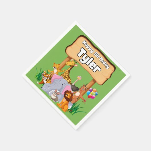 Niedliches Phantastisches Zoo-Tier-Party Serviette (Ecke)