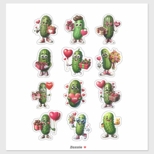 Niedliches Pickle am Valentinstag Aufkleber (Blatt)