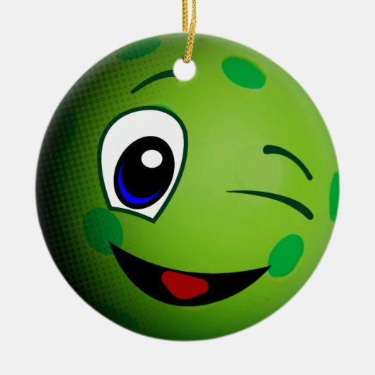 Niedliches Pickleball Emoticon Keramik Ornament (Vorne)