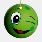 Niedliches Pickleball Emoticon Keramik Ornament (Hinten)