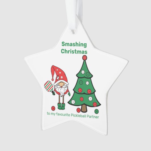 Niedliches Pickleball Frohe Weihnachtsfeier Ornament (Vorderseite)