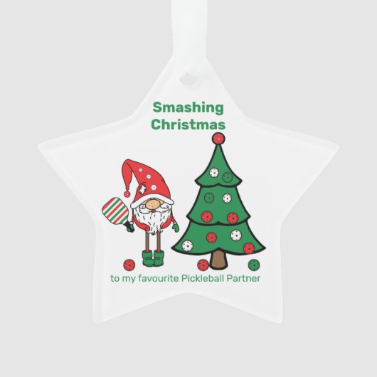 Niedliches Pickleball Frohe Weihnachtsfeier Ornament (Vorderseite)