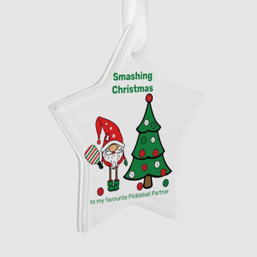 Niedliches Pickleball Frohe Weihnachtsfeier Ornament (Vorderseite)