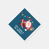 Niedliches Pickleball Santa Blue Weihnachts-Party Serviette (Ecke)