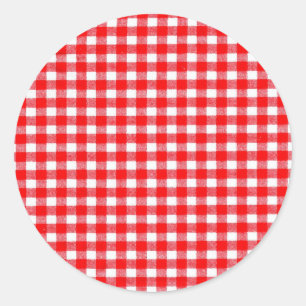Niedliches Picknick mit Gingham Runder Aufkleber