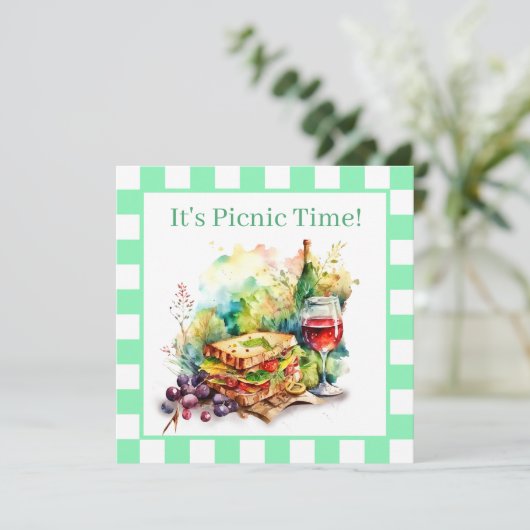 niedliches Picknick-Party Einladung (Stehend Vorderseite)