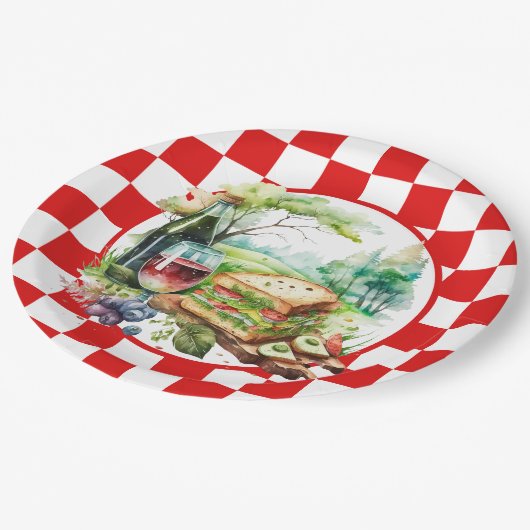 niedliches Picknick-Party Pappteller (Schrägansicht)