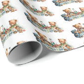 Niedliches Picknickbären-Party Geschenkpapier (Rolleneckpunkt)