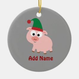 Niedliches Pig Christmas Elf Keramik Ornament