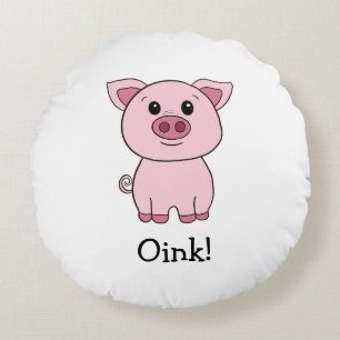 Niedliches Pig Oink! Front Niedlich Kuh Moo! Rücks Rundes Kissen