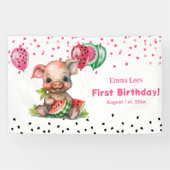 Niedliches Piglet Ess Wassermelone Geburtstag Banner (Horizontal)