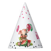 Niedliches Piglet Ess Wassermelone Geburtstag Partyhütchen (Vorderseite)