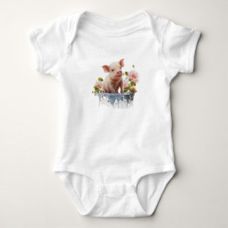 Niedliches Pigment mit Wasser und Blume Baby Strampler