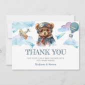 Niedliches Pilot Teddy Bear Baby Dusche Danke Kart Einladung (Vorderseite)