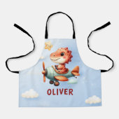 Niedliches Pilotenflugzeug mit Dinosaurier Schürze (Vorderseite)