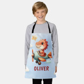 Niedliches Pilotenflugzeug mit Dinosaurier Schürze (Getragen)