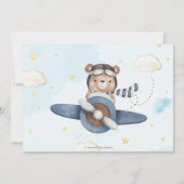 Niedliches Pilotprogramm Teddy Bear Blue Flugzeug  Dankeskarte (Rückseite)
