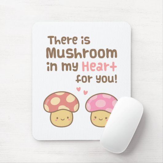 Niedliches Pilz in meinem Herzen Für Sie Liebe Puf Mousepad (Mit Mouse)