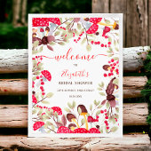 Niedliches Pilz rustikales Waldbrunnen Babydusche Poster