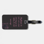 Niedliches Pilz- und Blume Schwarz/Rosa Gepäckanhänger (Rückseite horizontal)