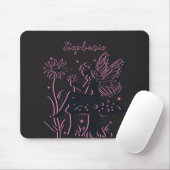 Niedliches Pilz- und Blume Schwarz/Rosa Mousepad (Mit Mouse)