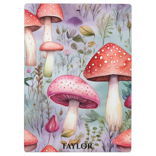 Niedliches Pilz Wasserfarbe Rustikaler Wald Klemmbrett (Rückseite)