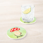 Niedliches Pilz Zeichnend Individuelle Name Getränkeuntersetzer (Seite)