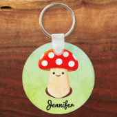 Niedliches Pilz Zeichnend Individuelle Name Schlüsselanhänger (Rückseite)