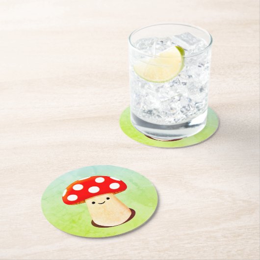 Niedliches Pilz Zeichnend Runder Pappuntersetzer (Vor Ort)