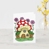 Niedliches Pilzhaus und Blume Karte (Gelbe Blume)
