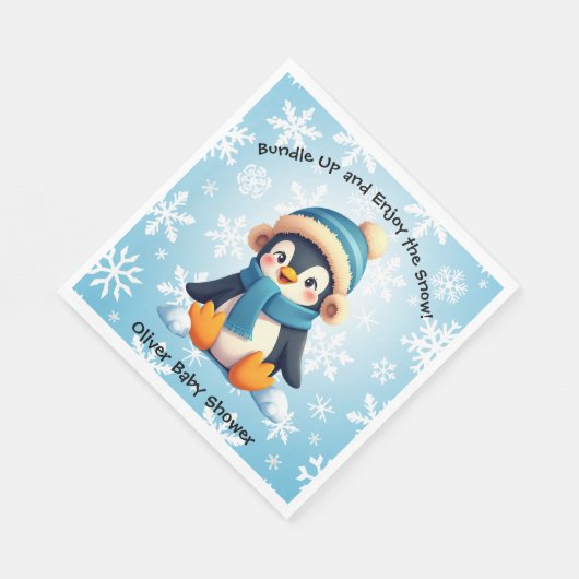 Niedliches Pinguin Baby Duschpapier Napkin Serviette (Ecke)