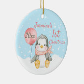 Niedliches Pinguin Baby's First Christmas Pink Keramik Ornament (Rechts)