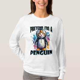 Niedliches Pinguin Cat Design für spielerische Kre T-Shirt