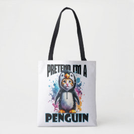 Niedliches Pinguin Cat Design für spielerische Kre Tasche