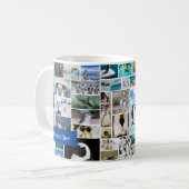 Niedliches Pinguin-Foto-Collage-Muster mit Vorname Kaffeetasse (Vorderseite Links)