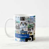 Niedliches Pinguin-Foto-Collage-Muster mit Vorname Kaffeetasse (Links)