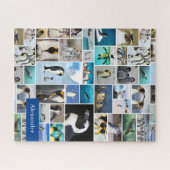 Niedliches Pinguin-Foto-Collage-Muster mit Vorname Puzzle (Horizontal)