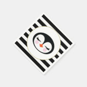 Niedliches Pinguin-Gesicht Schwarz-Weiß-Streifen P Serviette (Ecke)