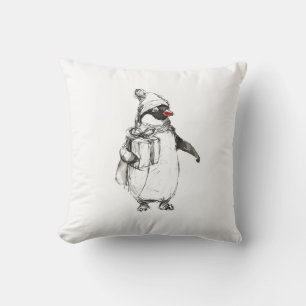 Niedliches Pinguin-Holding-Geschenk Kissen