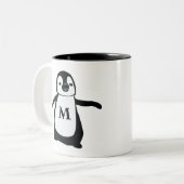 Niedliches Pinguin Monogramm Personalisiert Zweifarbige Tasse (Vorderseite Links)