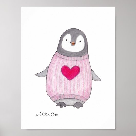 Niedliches Pinguin Poster Pinguin Malerei Kinderzi (Vorne)