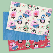 Niedliches Pinguin- und Streifenpapier Geschenkpapier Set