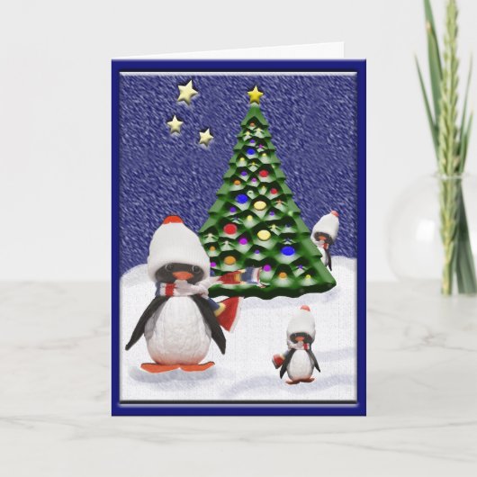 Niedliches Pinguin Weihnachtsparadies Custom Feiertagskarte (Vorderseite)