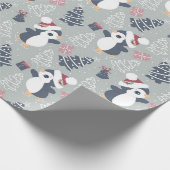 Niedliches Pinguin Weihnachtswrapping Paper Geschenkpapier (Ecke)