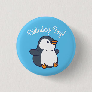 Niedliches Pinguin Winter Kindergeburtstag Party Button