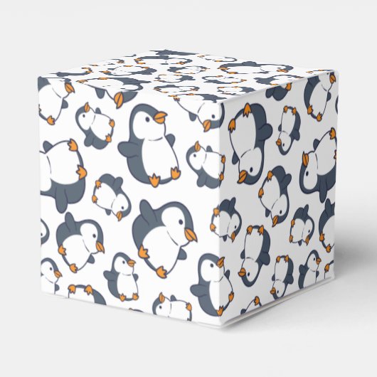 Niedliches Pinguin Winter Kindergeburtstag Party Geschenkschachtel (Rückseite)
