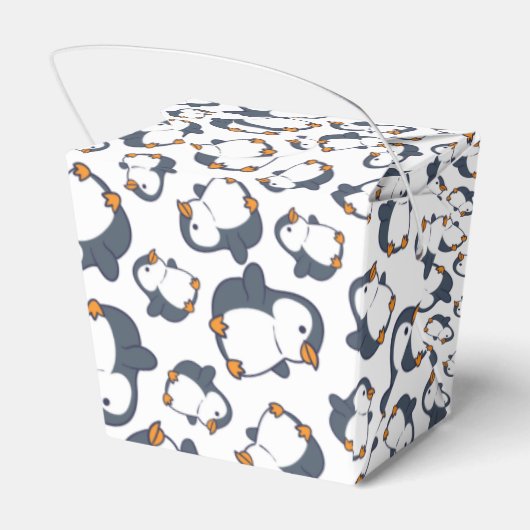 Niedliches Pinguin Winter Kindergeburtstag Party Geschenkschachtel (Rückseite)