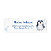 Niedliches Pinguin-Winter-Personalisiert-Label (Vorne)